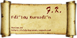 Földy Kurszán névjegykártya
